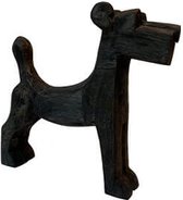 Beeld  - houten hond Terrier - sunburn  - decoratief - robuust - handgemaakt  -  H30cm