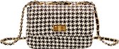 Tweed tas - Geruite tas - Checkered bag - Beige - Zwart/Wit