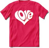 Love - Valentijn T-Shirt | Grappig Valentijnsdag Cadeautje voor Hem en Haar | Dames - Heren - Unisex | Kleding Cadeau | - Roze - L