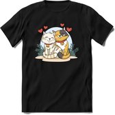 Knuffel kat Valentijn T-Shirt | Grappig Valentijnsdag Cadeautje voor Hem en Haar | Dames - Heren - Unisex | Kleding Cadeau | - Zwart - S