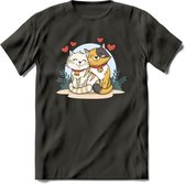 Knuffel kat Valentijn T-Shirt | Grappig Valentijnsdag Cadeautje voor Hem en Haar | Dames - Heren - Unisex | Kleding Cadeau | - Donker Grijs - L