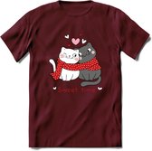 Sweet Time - Valentijn T-Shirt | Grappig Valentijnsdag Cadeautje voor Hem en Haar | Dames - Heren - Unisex | Kleding Cadeau | - Burgundy - XXL