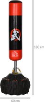 HOMCOM Staande bokszak volwassen vrijstaand bokstrainingstoestel met zuignap zwart + rood A91-110