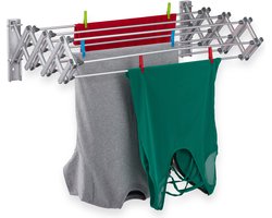 wanddroogrek inklapbaar - 8 m - uitschuifbaar - aluminium - 27 x 95 x 60 cm - zilver