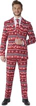 Suitmeister Nordic Pixel Red - Heren Pak - Kerst Outfit - Rood - Maat S