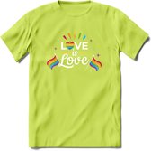 Love Is Love | Pride T-Shirt | Grappig LHBTIQ+ / LGBTQ / Gay / Homo / Lesbi Cadeau Shirt | Dames - Heren - Unisex | Tshirt Kleding Kado | - Groen - M