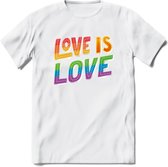 Love Is Love | Pride T-Shirt | Grappig LHBTIQ+ / LGBTQ / Gay / Homo / Lesbi Cadeau Shirt | Dames - Heren - Unisex | Tshirt Kleding Kado | - Wit - L