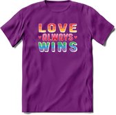 Love Wins | Pride T-Shirt | Grappig LHBTIQ+ / LGBTQ / Gay / Homo / Lesbi Cadeau Shirt | Dames - Heren - Unisex | Tshirt Kleding Kado | - Paars - L