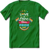 Love Is Love | Pride T-Shirt | Grappig LHBTIQ+ / LGBTQ / Gay / Homo / Lesbi Cadeau Shirt | Dames - Heren - Unisex | Tshirt Kleding Kado | - Donker Groen - XL