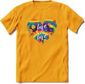 Love Is Love | Pride T-Shirt | Grappig LHBTIQ+ / LGBTQ / Gay / Homo / Lesbi Cadeau Shirt | Dames - Heren - Unisex | Tshirt Kleding Kado | - Geel - L