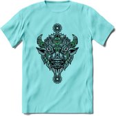 Bizon - Dieren Mandala T-Shirt | Groen | Grappig Verjaardag Zentangle Dierenkop Cadeau Shirt | Dames - Heren - Unisex | Wildlife Tshirt Kleding Kado | - Licht Blauw - S