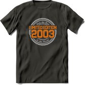 2003 Limited Edition Ring T-Shirt | Zilver - Goud | Grappig Verjaardag en Feest Cadeau Shirt | Dames - Heren - Unisex | Tshirt Kleding Kado | - Donker Grijs - XL
