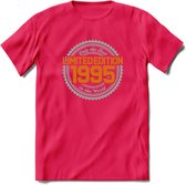 1995 Limited Edition Ring T-Shirt | Zilver - Goud | Grappig Verjaardag en Feest Cadeau Shirt | Dames - Heren - Unisex | Tshirt Kleding Kado | - Roze - XL