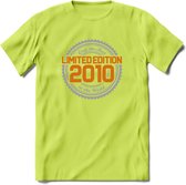 2010 Limited Edition Ring T-Shirt | Zilver - Goud | Grappig Verjaardag en Feest Cadeau Shirt | Dames - Heren - Unisex | Tshirt Kleding Kado | - Groen - M