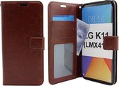LuxeBass Hoesje geschikt voor LG K10 (2018) - Bookcase Bruin - portemonee hoesje - telefoonhoes - gsm hoes - telefoonhoesjes