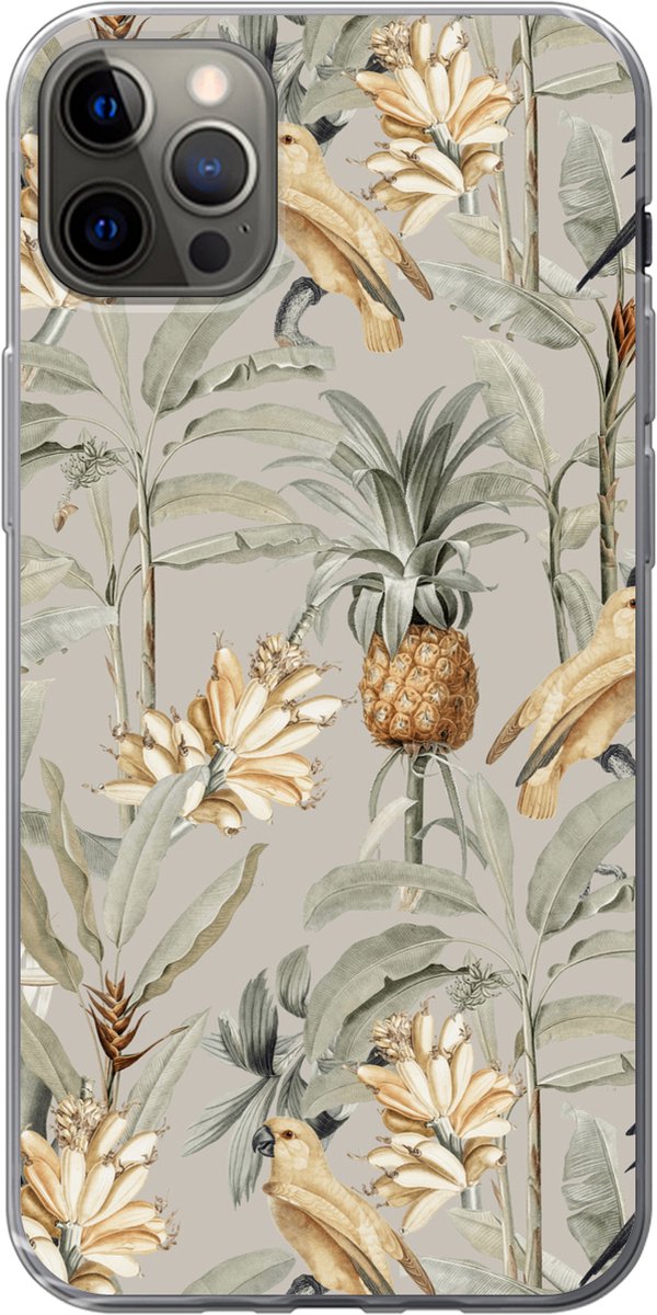 Telefoonhoesje Geschikt voor iPhone 12 Pro Max hoesje - Bloem - Ananas - Vogel - Siliconen Telefoonhoesje Telefoonhoesje