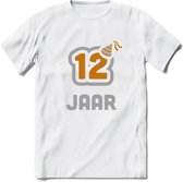 12 Jaar Feest T-Shirt | Goud - Zilver | Grappig Verjaardag Cadeau Shirt | Dames - Heren - Unisex | Tshirt Kleding Kado | - Wit - S