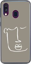 Geschikt voor Samsung Galaxy A40 hoesje - Lippen - Abstract - Line art - Siliconen Telefoonhoesje