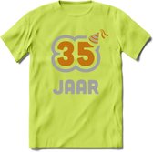 35 Jaar Feest T-Shirt | Goud - Zilver | Grappig Verjaardag Cadeau Shirt | Dames - Heren - Unisex | Tshirt Kleding Kado | - Groen - XXL