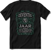 70 Jaar Legendarisch Gerijpt T-Shirt | Aqua - Grijs | Grappig Verjaardag en Feest Cadeau Shirt | Dames - Heren - Unisex | Tshirt Kleding Kado | - Zwart - S