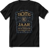 80 Jaar Legendarisch Gerijpt T-Shirt | Sky Blue - Ivoor | Grappig Verjaardag en Feest Cadeau Shirt | Dames - Heren - Unisex | Tshirt Kleding Kado | - Zwart - 3XL