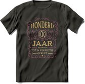 100 Jaar Legendarisch Gerijpt T-Shirt | Oud Roze - Ivoor | Grappig Verjaardag en Feest Cadeau Shirt | Dames - Heren - Unisex | Tshirt Kleding Kado | - Donker Grijs - XXL