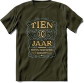 10 Jaar Legendarisch Gerijpt T-Shirt | Sky Blue - Ivoor | Grappig Verjaardag en Feest Cadeau Shirt | Dames - Heren - Unisex | Tshirt Kleding Kado | - Leger Groen - L