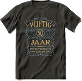 50 Jaar Legendarisch Gerijpt T-Shirt | Sky Blue - Ivoor | Grappig Verjaardag en Feest Cadeau Shirt | Dames - Heren - Unisex | Tshirt Kleding Kado | - Donker Grijs - XXL