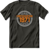 1971 Limited Edition Ring T-Shirt | Zilver - Goud | Grappig Verjaardag en Feest Cadeau Shirt | Dames - Heren - Unisex | Tshirt Kleding Kado | - Donker Grijs - XL