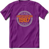 1987 Limited Edition Ring T-Shirt | Zilver - Goud | Grappig Verjaardag en Feest Cadeau Shirt | Dames - Heren - Unisex | Tshirt Kleding Kado | - Paars - M