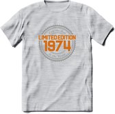 1974 Limited Edition Ring T-Shirt | Zilver - Goud | Grappig Verjaardag en Feest Cadeau Shirt | Dames - Heren - Unisex | Tshirt Kleding Kado | - Licht Grijs - Gemaleerd - M