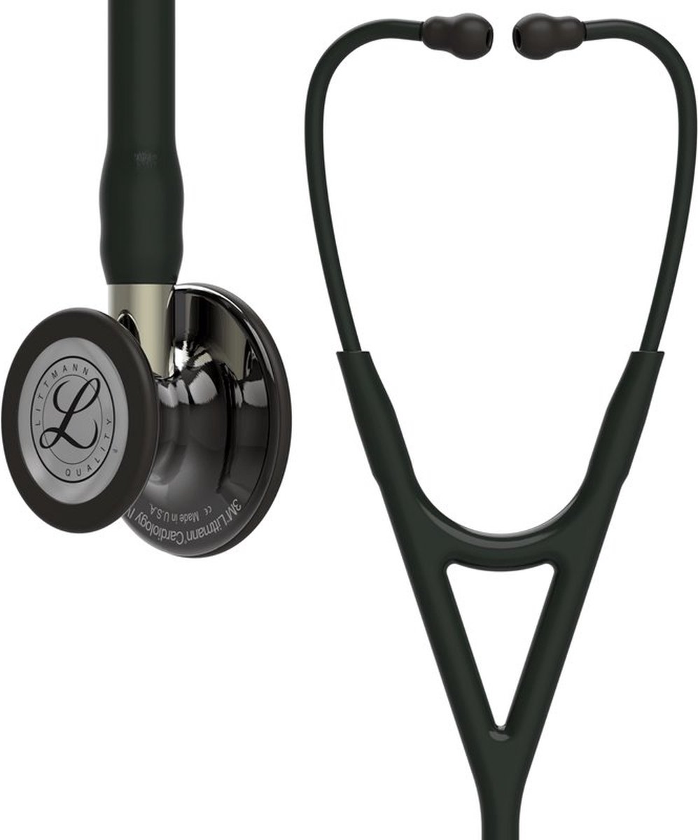 Littmann Cardiology IV Stethoscoop, borststuk rookkleurige afwerking, zwarte slang, champagnekleurige steel, zwarte headset,6204