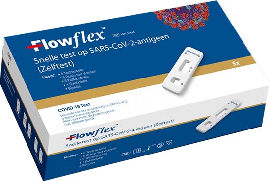 Flowflex Zelftest corona zelftest / sneltest  verpakt per 5 STUKS - Sars-CoV-2 Antigen Rapid Test - Flowflex