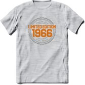 1966 Limited Edition Ring T-Shirt | Zilver - Goud | Grappig Verjaardag en Feest Cadeau Shirt | Dames - Heren - Unisex | Tshirt Kleding Kado | - Licht Grijs - Gemaleerd - M