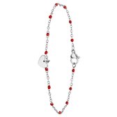 Myla - Stalen armband met hanger hart rood