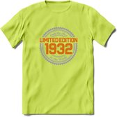 1932 Limited Edition Ring T-Shirt | Zilver - Goud | Grappig Verjaardag en Feest Cadeau Shirt | Dames - Heren - Unisex | Tshirt Kleding Kado | - Groen - XL