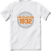 1932 Limited Edition Ring T-Shirt | Zilver - Goud | Grappig Verjaardag en Feest Cadeau Shirt | Dames - Heren - Unisex | Tshirt Kleding Kado | - Wit - 3XL