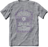 100 Jaar Legendarisch Gerijpt T-Shirt | Paars - Grijs | Grappig Verjaardag en Feest Cadeau Shirt | Dames - Heren - Unisex | Tshirt Kleding Kado | - Donker Grijs - Gemaleerd - XXL