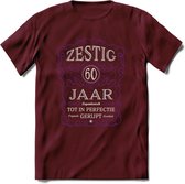 60 Jaar Legendarisch Gerijpt T-Shirt | Paars - Grijs | Grappig Verjaardag en Feest Cadeau Shirt | Dames - Heren - Unisex | Tshirt Kleding Kado | - Burgundy - S