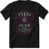 10 Jaar Legendarisch Gerijpt T-Shirt | Roze - Grijs | Grappig Verjaardag en Feest Cadeau Shirt | Dames - Heren - Unisex | Tshirt Kleding Kado | - Zwart - XXL