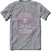 70 Jaar Legendarisch Gerijpt T-Shirt | Roze - Grijs | Grappig Verjaardag en Feest Cadeau Shirt | Dames - Heren - Unisex | Tshirt Kleding Kado | - Donker Grijs - Gemaleerd - 3XL