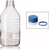 Labshop - Labfles - glas blank - 5000 ML - GL45 blauw (DURAN)
