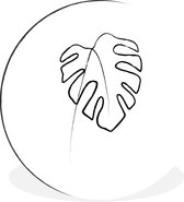 Art Line illustration feuille Monstera sur un fond blanc mur aluminium cercle ⌀ 30 cm - impression photo cercle cercle mur / salon / cercle de jardin (décoration murale)