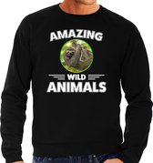 Sweater luiaard - zwart - heren - amazing wild animals - cadeau trui luiaard / luiaarden liefhebber S