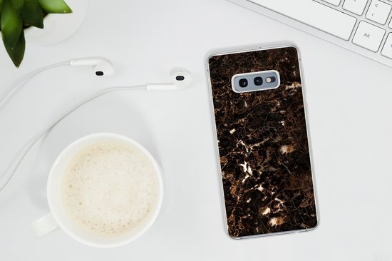 Coque Samsung Galaxy S10e - Marbre - Zwart - Or - Siliconen