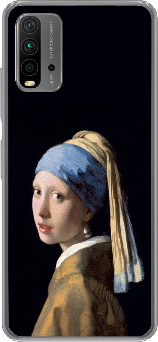 Telefoonhoesje Geschikt voor Xiaomi Redmi 9T hoesje - Meisje met de parel - Vermeer - Kunst - Siliconen Telefoonhoesje Telefoonhoesje