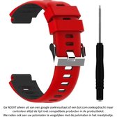 Rood Zwart siliconen sporthorlogebandje geschikt voor de Garmin Forerunner 220, 230, 235, 620, 630, 735XT, Approach S20, S5 & S6 - horlogeband - Maat: zie maatfoto - polsband - strap - siliconen - rubber
