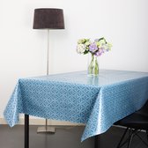 Raved Tafelkleed/Tafelzeil Mandala Design Blauw/Wit ↔ 140 cm x ↕ 450 cm - PVC- Afwasbaar
