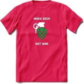 Make Beer Not War Bier T-Shirt | Unisex Kleding | Dames - Heren Feest shirt | Drank | Grappig Verjaardag Cadeau tekst | - Roze - XXL