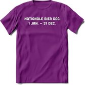 Nationale Bier Dag T-Shirt | Unisex Kleding | Dames - Heren Feest shirt | Drank | Grappig Verjaardag Cadeau tekst | - Paars - XL